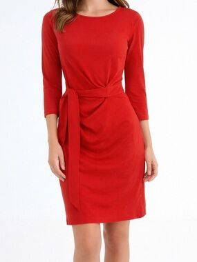 Diane Von Furstenberg Vibrant Red Long Sleeve Dress wrapped Silk Quiet Luxury